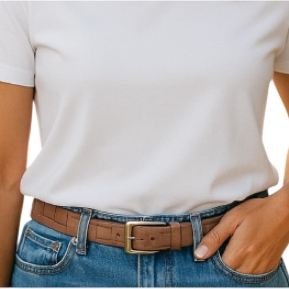 VINTAGE 90’s Croc Effect Genuine Leather Belt Mocha Brown Made in Canada Size 36 - Picture 1 of 10